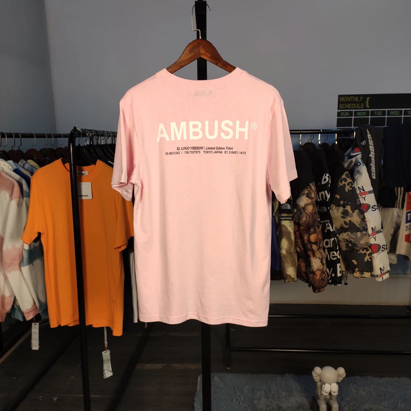 

19SS Ambush T-shirt Men Women Style Casual Ambush Tshirt Many Colour Real Tag Letter Reflective Necklace Ambush T Shirt