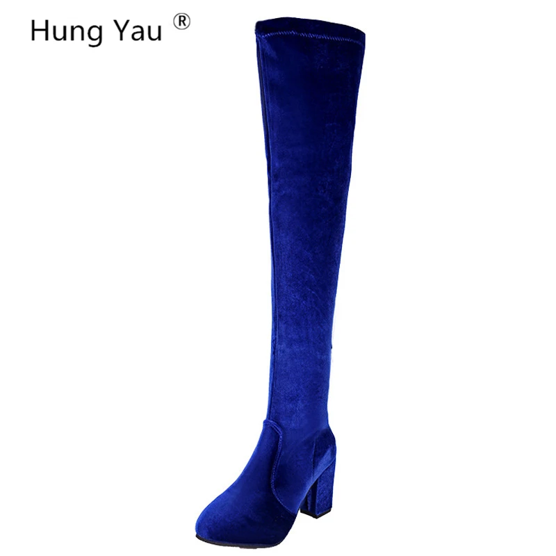 

Hung Yau Over The Knee High Suede Women Zip Snow Boots Women's Boots Black Brown Shoes Woman Slim Boots 3 Colors Plus size 35-43