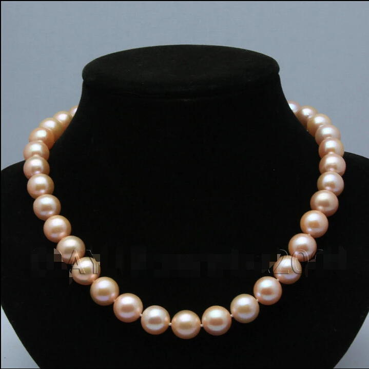 

shipping 2015 mother's gift 12-14mm pink fresh water akoya pearls necklace 18"14KGPt