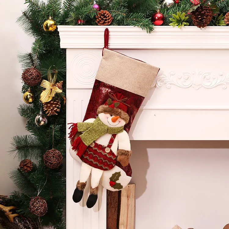 Рождественские чулки Санта-Клаус Снеговик Рождественский подарок сумки натальные кулон Рождественский мешок украшения для елки держатели для подарков