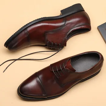 

COSIDRAM Spring Autumn Genuine Leather Oxford Shoes Men Men Party Shoes Round Toe Men Shoes Classic New Trend RMC-017