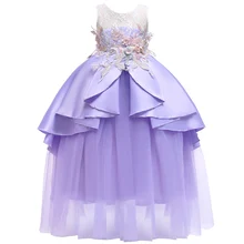 Детское элегантное праздничное платье принцессы для девочек; свадебное кружевное платье с открытой спиной для девочек; праздничное платье для подружки невесты; От 4 до 15 лет