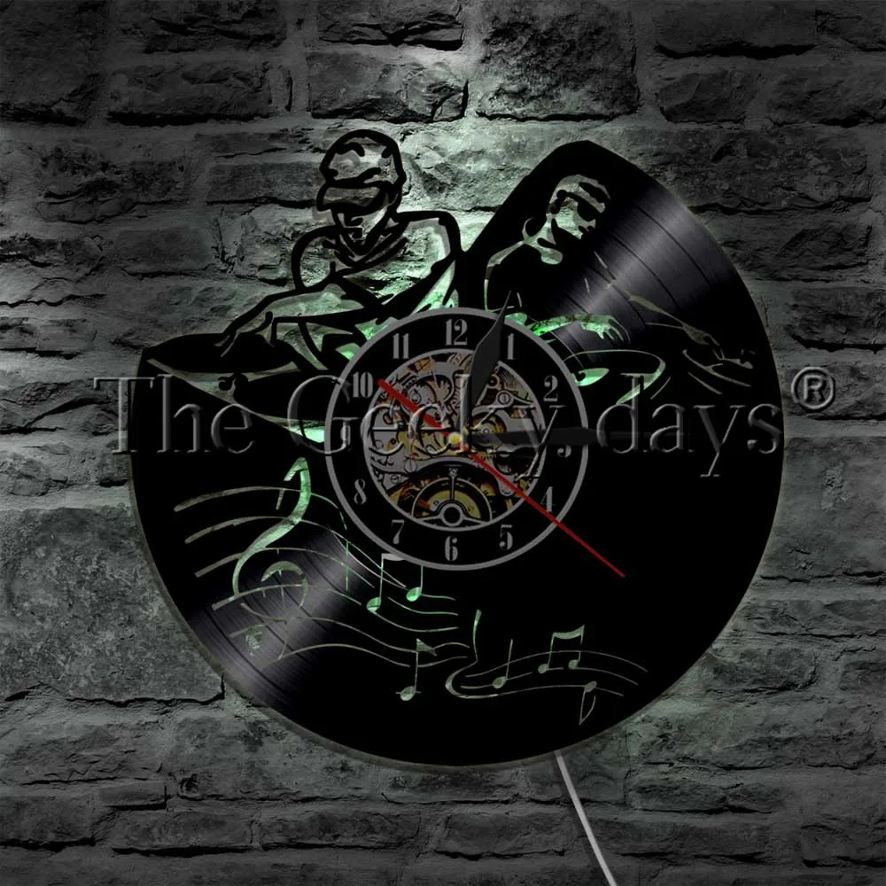 1Piece DJ Mixer Disc Jockey Vinyl Record Wall Clock Modern Rock N Roll