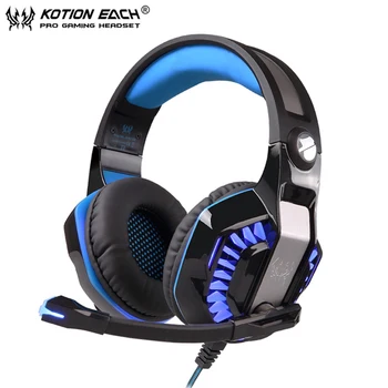 

KOTION EACH Gaming Headset PC Gamer casque Stereo Headphones with Microphone Dazzle Lights Glow G2000 Upgrade for Computer