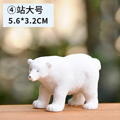 BAIUFOR Animal Miniatures Polar Bear White Lovely Mother Bear Keychain Material Terrarium Figurines DIY Fairy Garden Decor - Color: 4