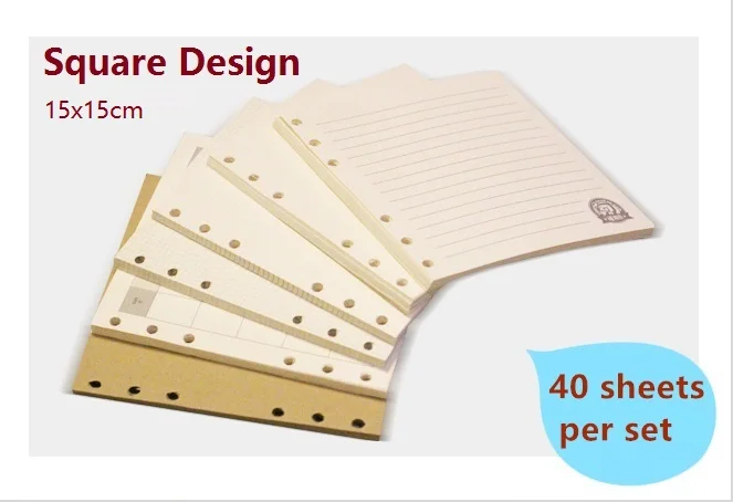 

Refillable Square inner pages Kraft Line blank dots grid 40 sheets 18.5cm month planner Paper loose leaf spiral for NPNB-193