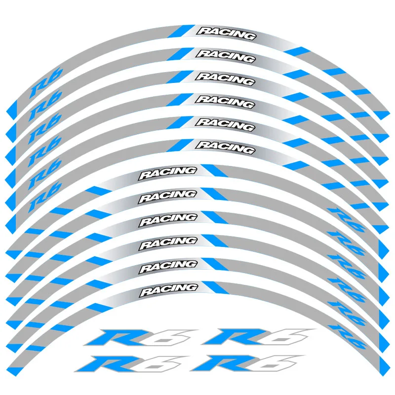 Новая высококачественная 12 шт. подходит мотоциклетная наклейка для колес полоса светоотражающий обод для Yamaha YZF R6 - Цвет: 7