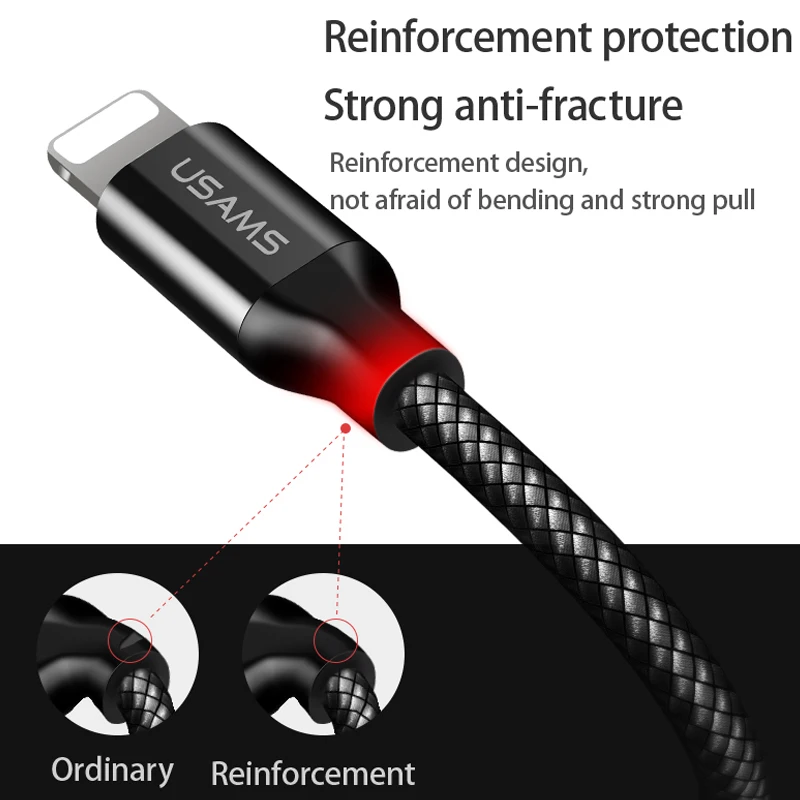 USAMS Тип C usb type до 8Pin 16 Вт быстрое зарядное USB кабель синхронизации Дата зарядный