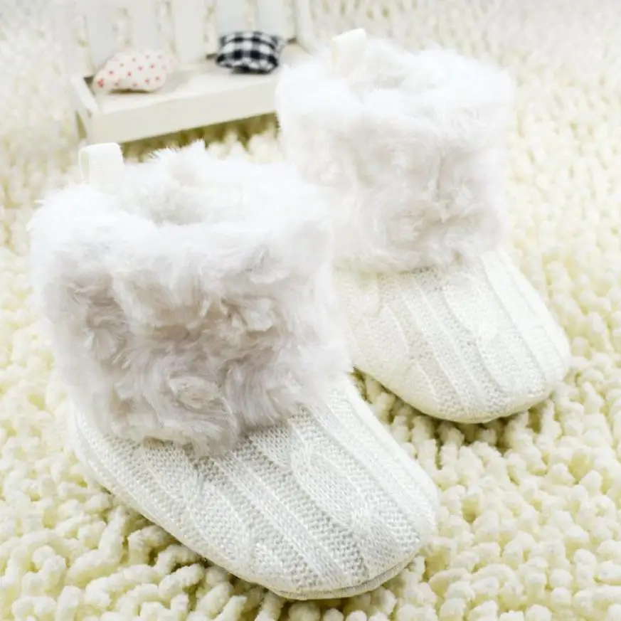 Прекрасный Обувь для девочек шерстяная мягкая подошва кроватки теплая Кнопка Туфли без каблуков хлопок загрузки малышей Bebes Botas Mujer Invierno Dropshipping#30