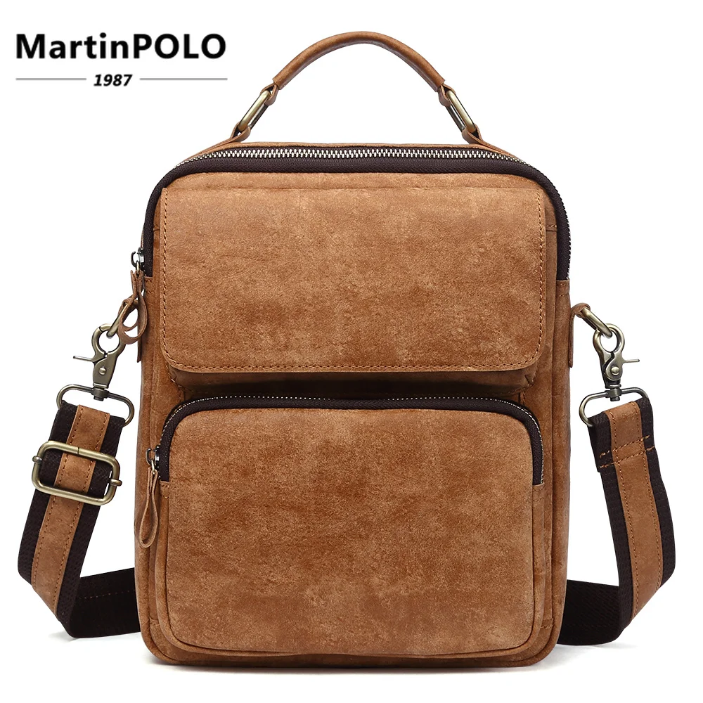 

Brand Genuine Leather Mens Crossbody Bags Small Flap Casual Shoulder Messenger Bag New Men's Travel Crossbody Bags For Men 1309