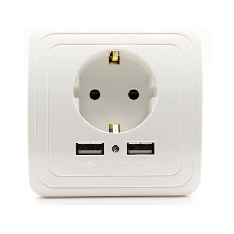 

MiniTiger 2000mA Wall Charger Adapter Best Dual USB Port Socket With USB EU Standard Plug Socket Power Outlet Panel