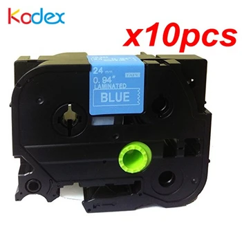 

Kodex 10pcs/lot TZe 555 label tape compatible Brother P-touch tape 24mm TZe-555 TZ-555 White on Blue Printer Ribbons