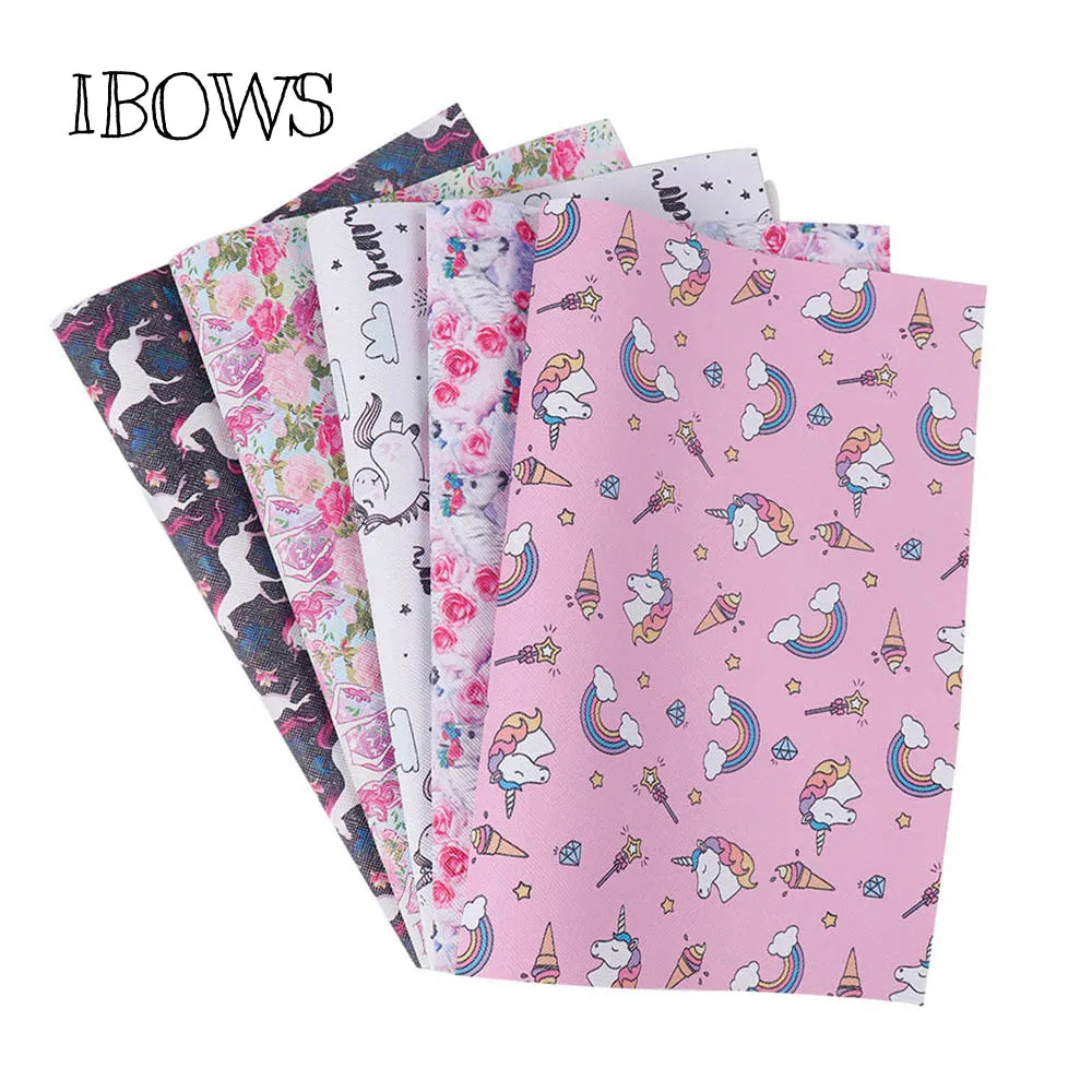 

22cm*30cm Synthetic Leather Sheet Pink Ice Flower Horse Pu Fabric For Party DIY Bag Hairbows Patchwork Sewing Material Fabric