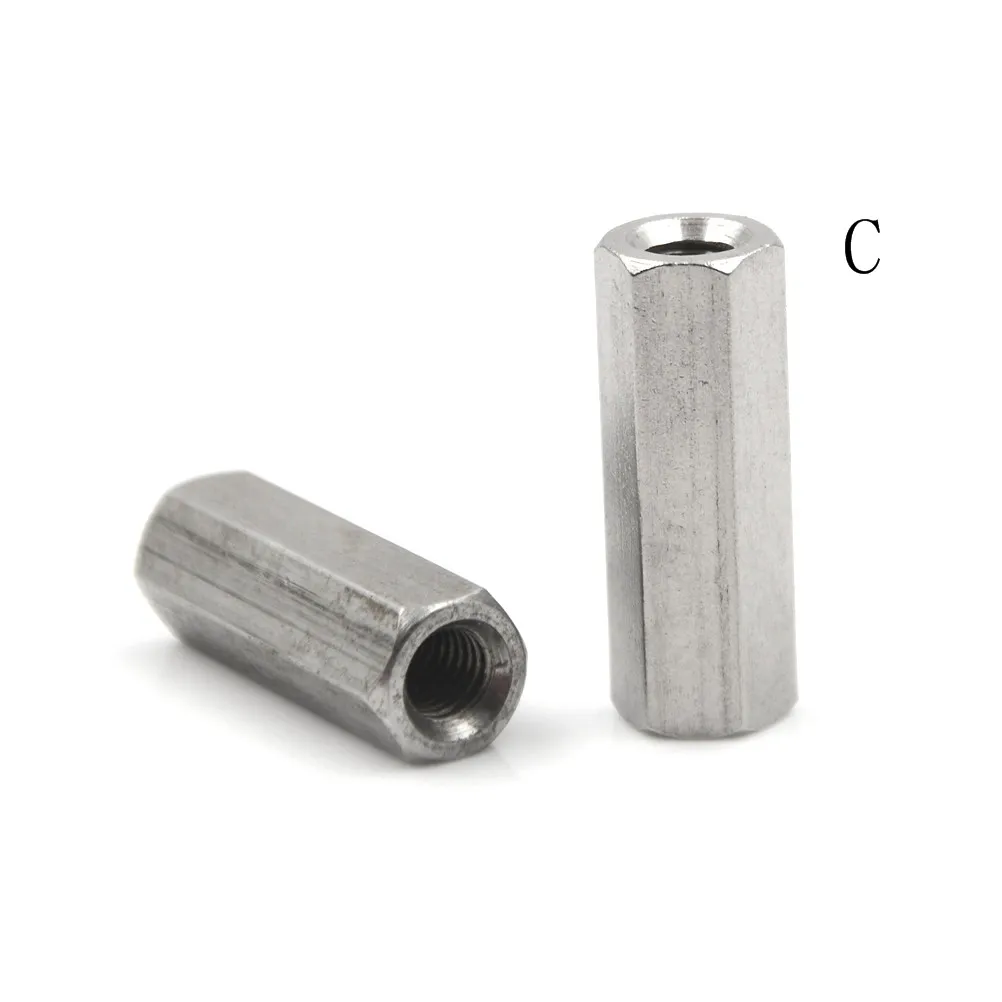 

2Pcs 304 Stainless Steel Long Rod Coupling Hex Nut M6/M8 Thread Nut High Strength Hex Nutsert