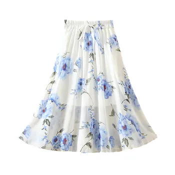 

2019 Women's clothing fashion elegant Chiffon printing skirt female summer new high waist was thin A word Mid-length skirt ZX143
