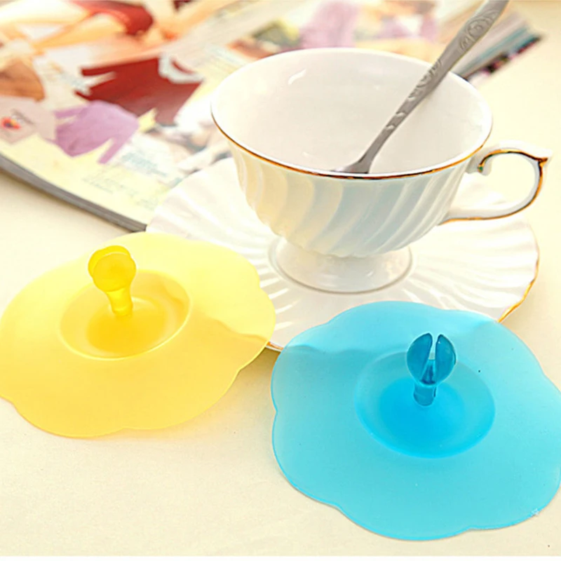 1PCS Silicone Water Cup Lid Anti-Dust Cover Can Be Fixed a Spoon Mug For Girl Gift Suction Seal Coffee Tea Lids | Дом и сад
