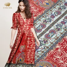 130 см Плотный шелк, Лен ткань 35 мм цифровая печать шелковая ткань модное платье натуральная льняная ткань оптом льняная ткань