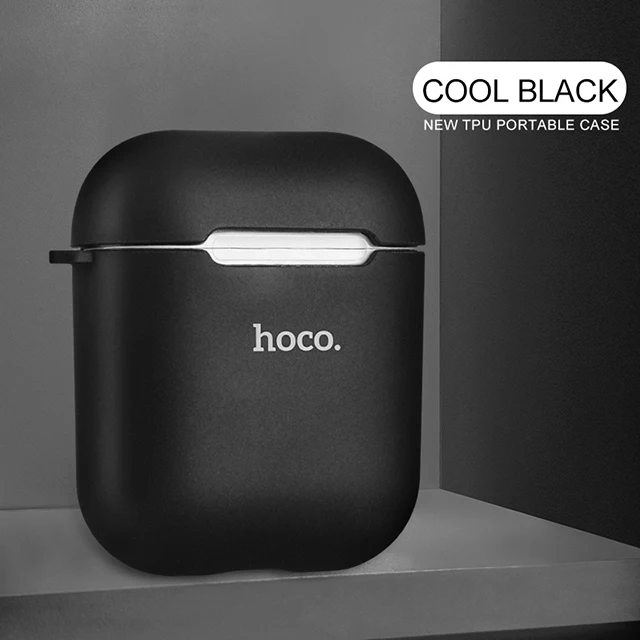 HOCO чехол из термополиуретана и силикона для Airpods Bluetooth беспроводной Чехол для наушников Защитный чехол для Airpods Apple зарядная коробка - Цвет: Black