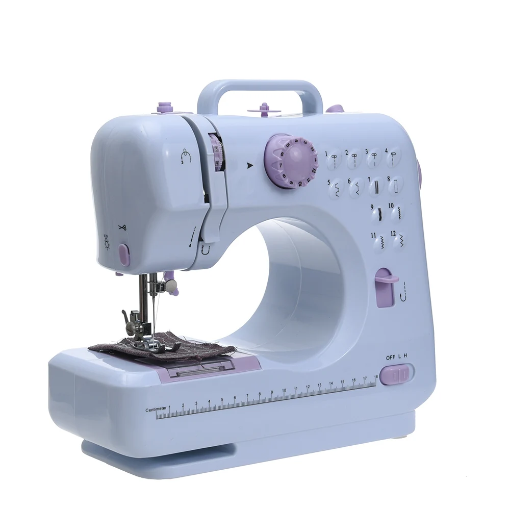 Electric Multifunctional Portable Home Sewing Machine Electric Mini Sewing Machine for Beginner 2 Speed 12-pin US Plug-Fully Automatic Presser Foot Sewing Machine