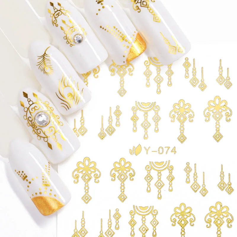 

3D Water Nail Decals Silver Gold Flower Butterfly Cute Animal Mixed Patterns Nail Stickers Transfer Adhesive Nail Art Sticker