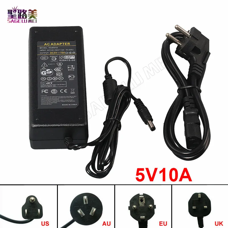 Быстрая доставка DHL/FEDEX/EMS 25 шт. DC 5 В 10A 50 Вт светодиодный адаптер питания | Трансформаторы систем освещения -33008111012