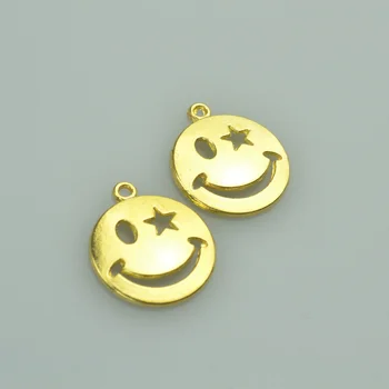 

70 pcs metal charms gold color Smile pendants jewelry findings and components fit Necklaces and bracelets making A4040