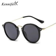 Kennifer Nueva Ronda Retro gafas de Sol Mujeres Diseñador de la Marca de La Vendimia Gafas de Sol Mujeres Recubrimiento Gafas De Sol Gafas lunette de soleil
