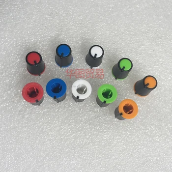 

10pcs half shaft D hole plastic knob cap / 270 degree mixer keyboard potentiometer knob rotating cap / red yellow blue green whi