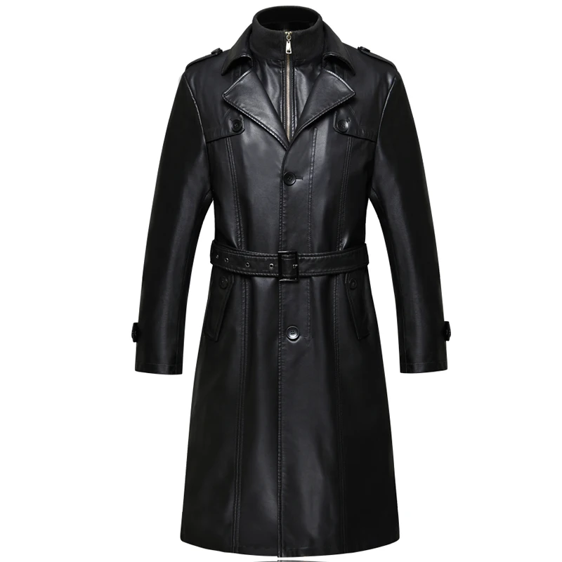 2016 New Casual Long Men Leather Jacket Thick Warm Winter Autumn Men Faux Leather Coat Windbreaker With Blet Outerwear RC6688 2016 New Casual Long Men Leather Jacket Thick Warm Winter Autumn Men Faux Leather Coat Windbreaker With Blet Outerwear RC6688