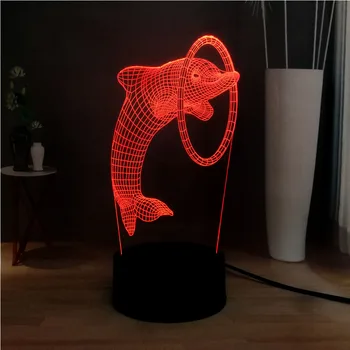 

Novelty 3D Illusion Acrylic LED Sea Dolphin 7 Color Change Decor Baby Sleep Bedside USB Remote Table Night Mood Light Kids Lamp