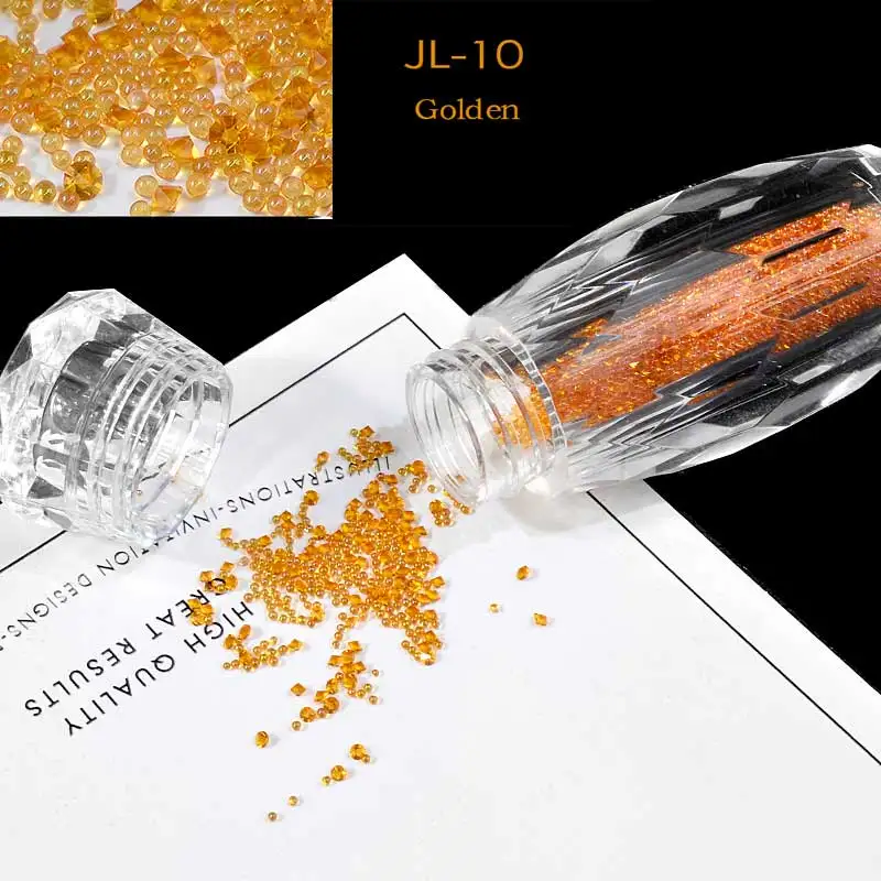 1 бутылка мини-икра бусины Кристалл крошечные стразы стекло микро-шарик для ногтей DIY Красочные 3D Блеск ногтей украшения - Цвет: JL 10