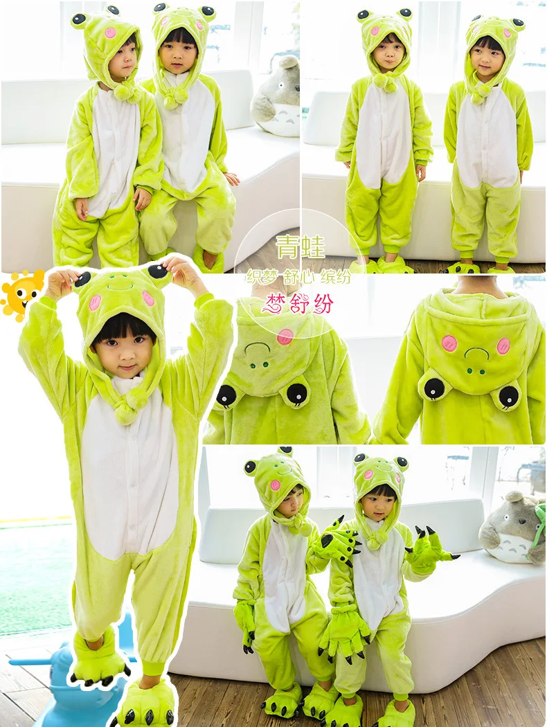 Poke mon Pika chu Onesie Pajamas Baby Sleepsuit Anime Cosplay Costumes Frog Jumpsuit Pyjamas Flannel Animal Kid Home Sleepwear