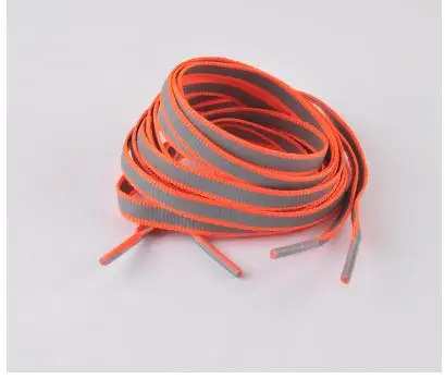 3 пары полиэфирных плоских 3M отражающих ботинок бегуна шнурки Видимый безопасный люминесцентный светящийся шнурки спортивные баскетбольные парусиновые туфли - Цвет: orange