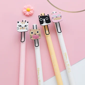 

24 pcs Kawaii cat with big face roller pen 0.5mm Black color ink refill pens Office accessories School supplies Canetas FB924