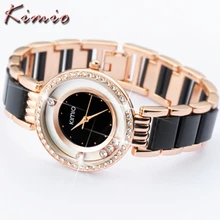 KIMIO Luxury Brand Designer Ladies Watch New Women Dress Clock Pearl Scale Bracelet Stainless Steel Crystal Diamond Quartz-Watch