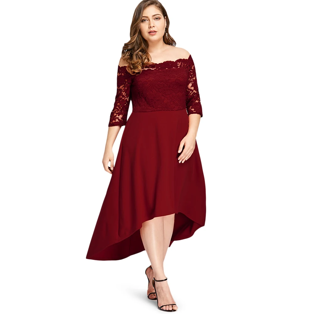 off shoulder gown design for plus size