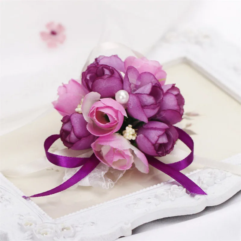 Wrist Corsage Bridesmaid Sisters Hand Flowers Artificial Bride Flowers For Wedding Dancing Party Decor Bridal Prom Wrist Corsage Bridesmaid Sisters Hand Flowers Artificial Bride Flowers For Wedding Dancing Party Decor Bridal Prom