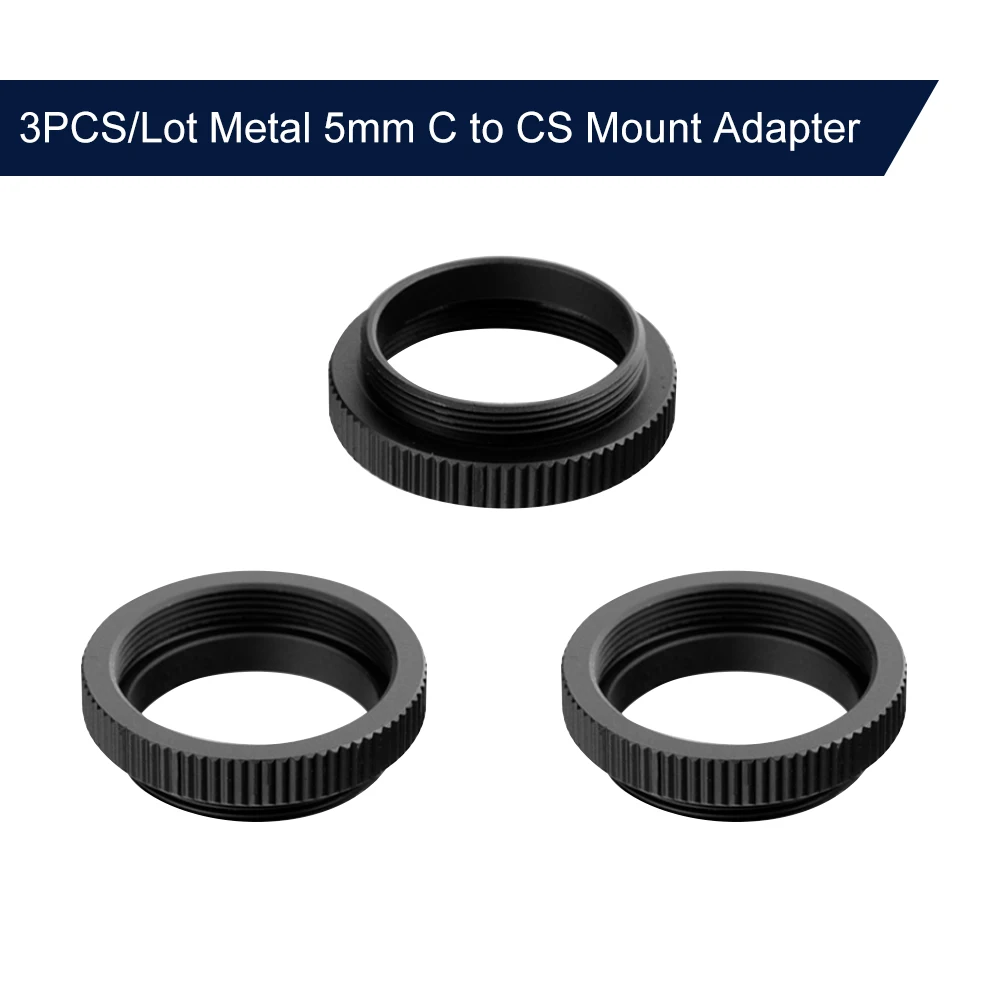 

3PCS/Lot Metal 5mm C to CS Mount Adapter 25.4mm Thread C/CS Lens Mount Adaptor Aluminum Converter Ring for Security CCTV Camera