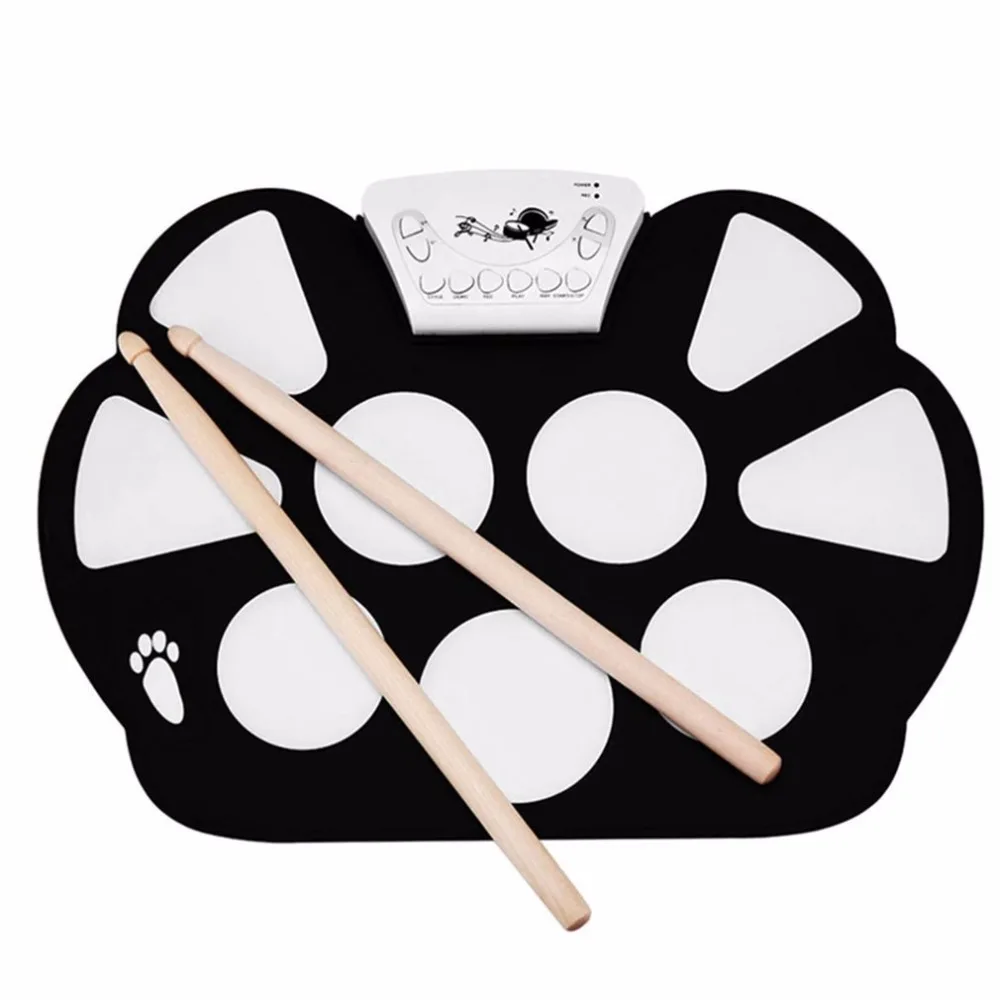  New Professional Roll up Drum Pad Kit Silicon Foldable with Stick Portable Drum Electronic Drum USB
