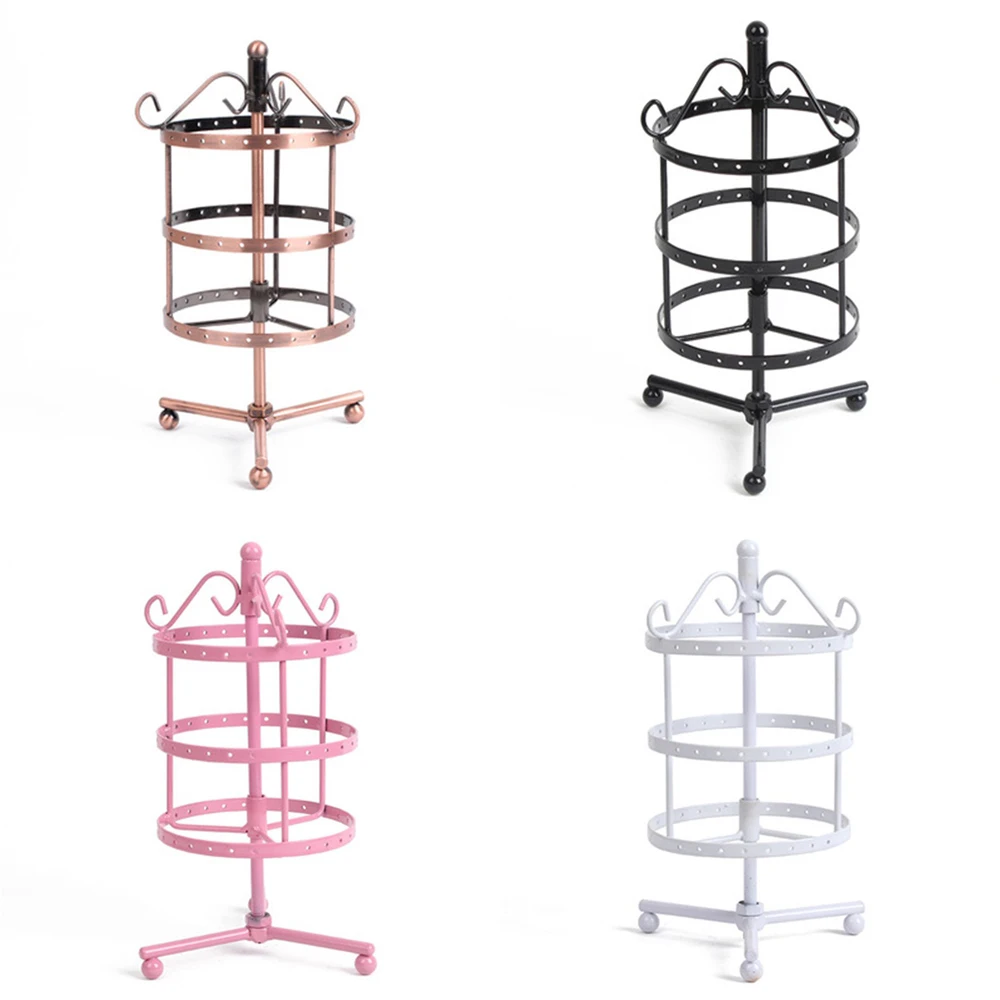 

SZanbana 3Tiers Black Rotating Spin Table 72 Holes Earring Organizer Jewelry Display Stand Four Colour (Bronze/Pink/White/Black)