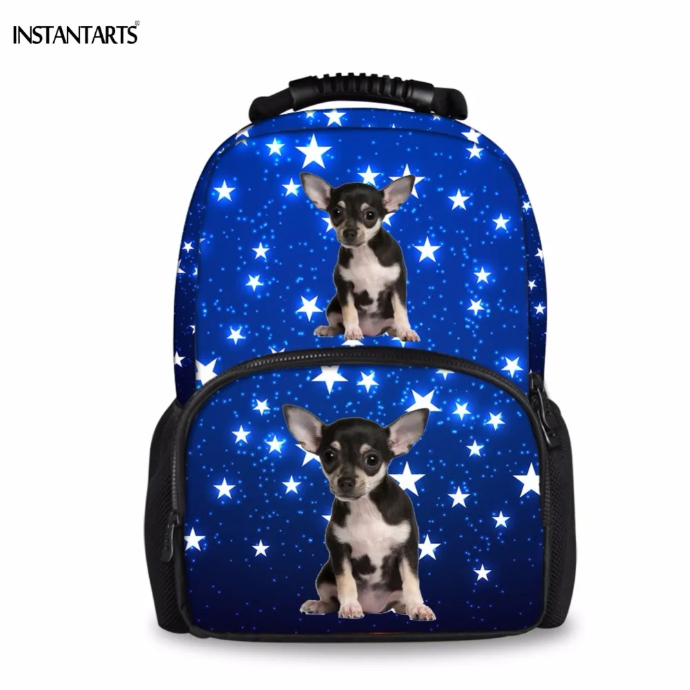 

INSTANTARTS Casual College Students 3D Felt Backpacks Kawaii 3D Chihuahua Dog/Puppy Print Girls School Bags Big Lap Top Rucksack