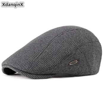 

XdanqinX Adjustable Size Winter Cotton Yarn Fashion Berets For Men Women Retro Men's Tongue Cap Simple Vintage Women's Knit Hat
