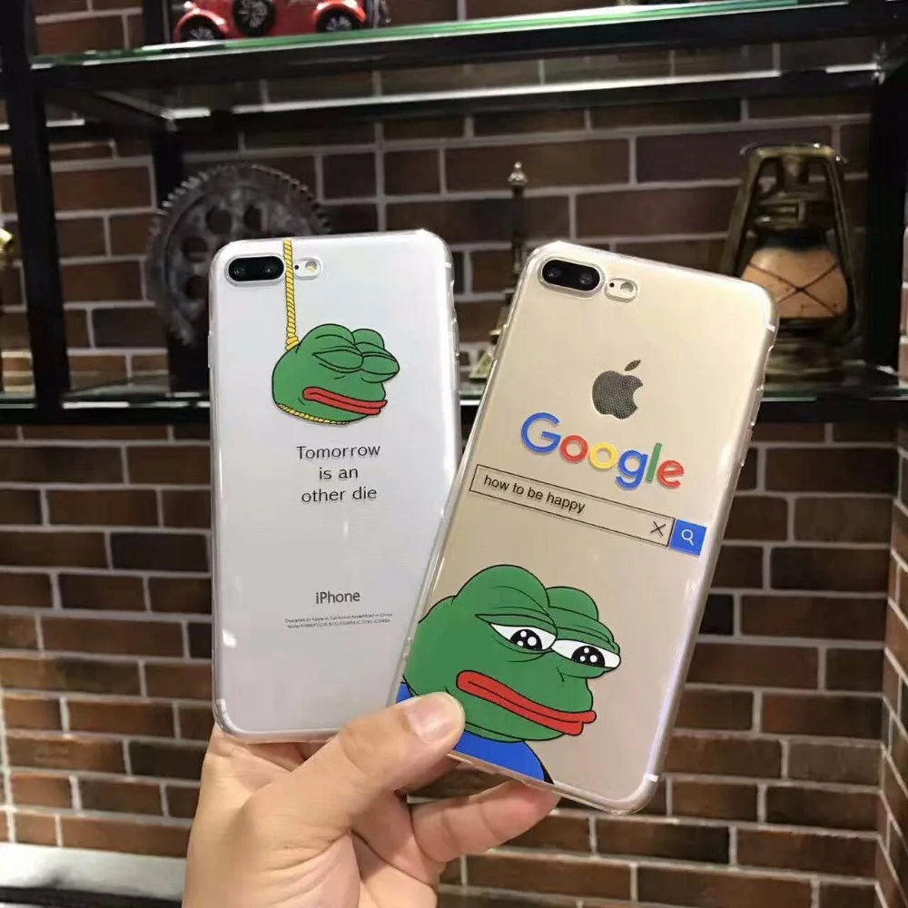 ZMASI 1mm Thickness High Clear Sad Frog Soft Case for iPhone X 8 7 7