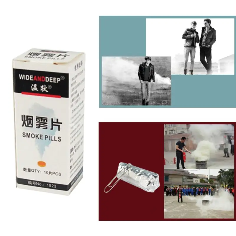 

10 pcs / box Party Smoke White Pills Decoration Aid Tool Photo Adornments Round Party DIY
