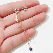 ANENJERY 925 пробы серебряные серьги для женщин циркония Космическая Звезда асимметричные серьги S-E866