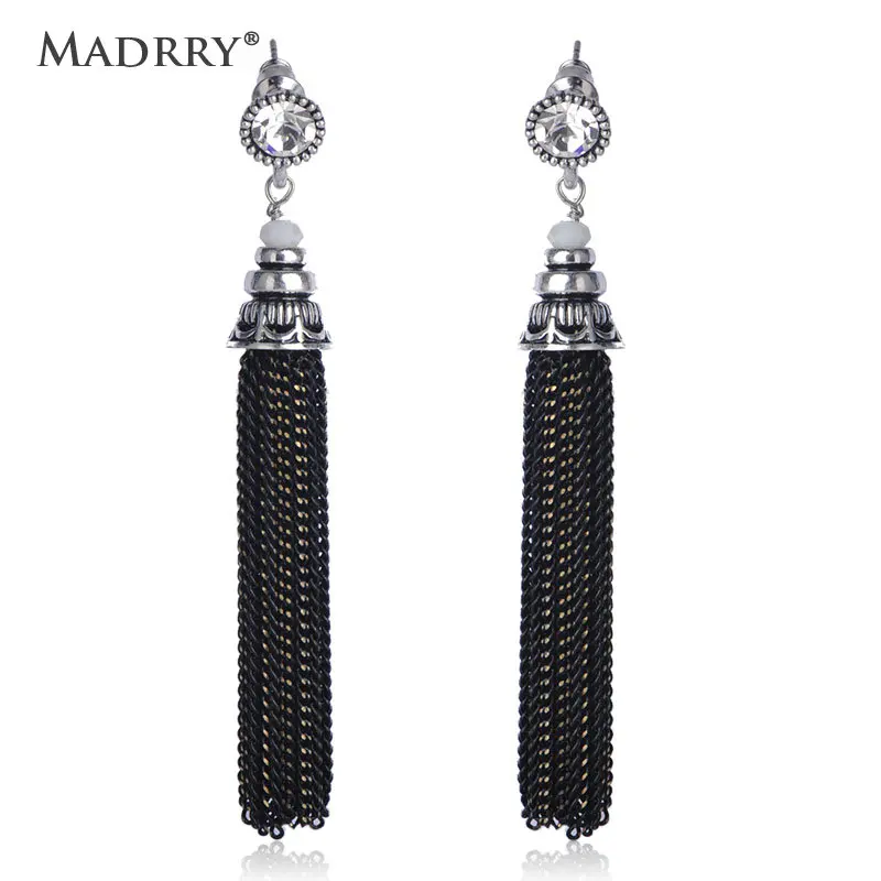 Серьги-кисточки женские Madrry черные 2018 бижутерия Серьги-подвески | Украшения и