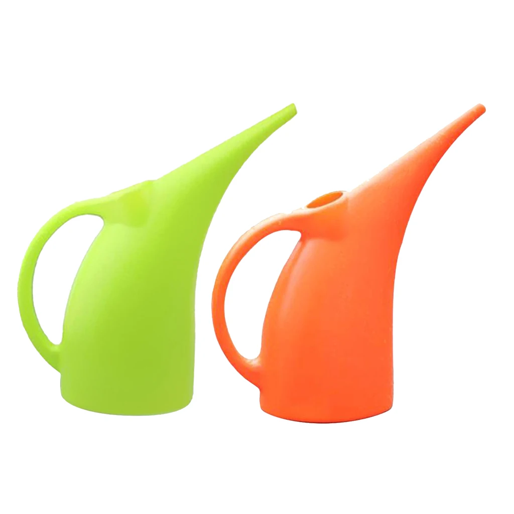 2Pcs Lightweight Watering Can Garden Plants Indoor Outdoor 2L Orange&Green