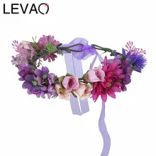 LEVAO Новая мода весна осень женщины леди Девушки Свадебный Цветочный Венок Корона повязка цветочные гирлянды лента для волос аксессуары для волос