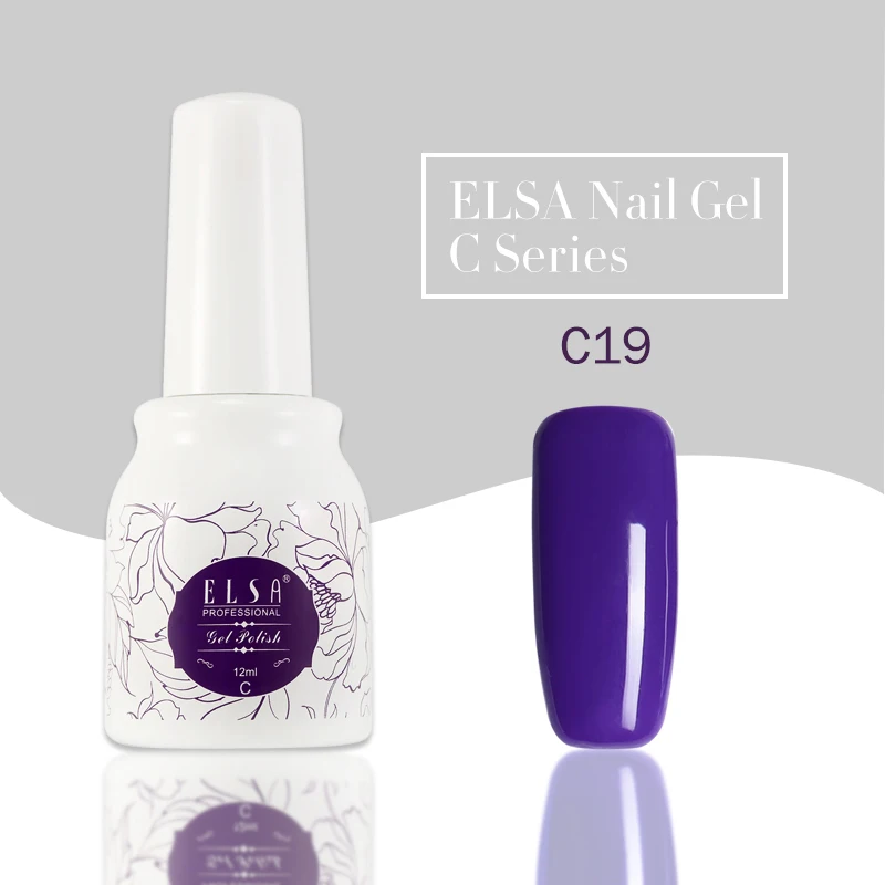 ELSA 12 мл Гель-лак для ногтей Гибридный лак фиолетового цвета Полупостоянный светодиодный Гель-лак нужна Светодиодная лампа УФ-гель для ногтей эмаль - Цвет: C19