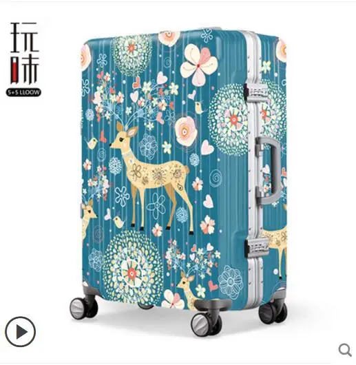 

Cartoon printing pull-box pull-box 24in suitcase universal wheel small and fresh luggage pull-bar